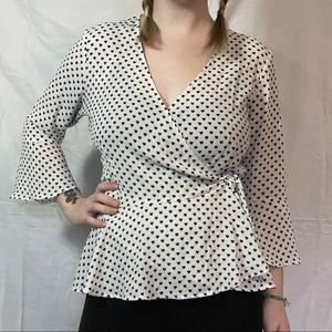 Heart-shaped Dot Peplum Blouse
